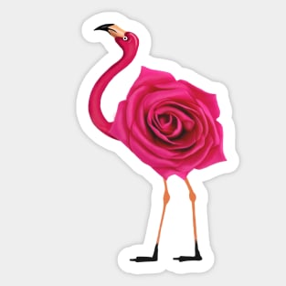 Flamingo with Rose Body, Love Flamingos Sticker